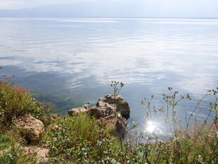 俯瞰波光粼粼的辽阔水域