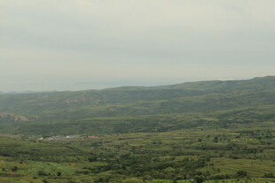 绿意盎然的开阔山野景色