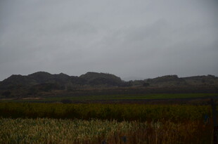 阴天旷野中的连绵山脉