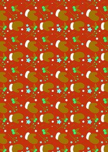 红色圣诞元素无缝图案