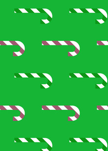 绿色背景的糖果手杖图案