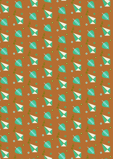 橙色底绿白图案几何纹理