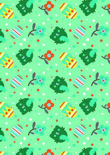 绿色卡通动物图案背景