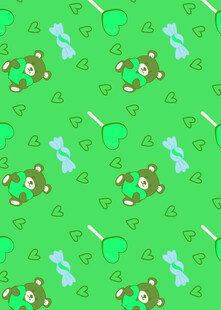 绿色小熊图案无缝背景