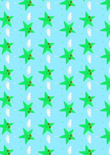 蓝底绿星雨滴图案背景