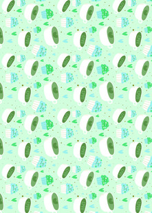 清新绿底几何图案背景