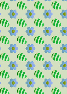 蓝花绿纹清新图案背景