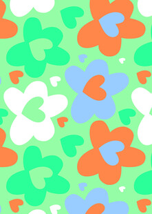 多彩花卉爱心图案背景