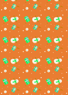 橙色底圣诞元素无缝图案