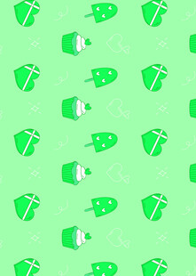 绿色卡通图案无缝背景图