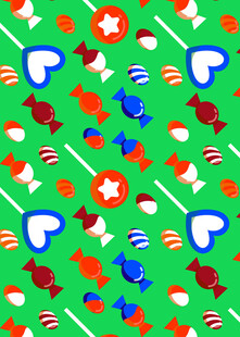 多彩糖果图案绿色背景图