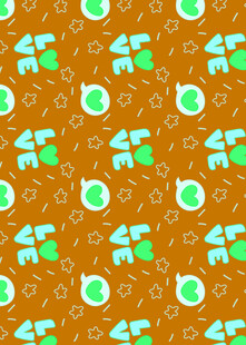 橙色底绿植图案无缝背景