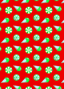 红色底多彩几何图案背景