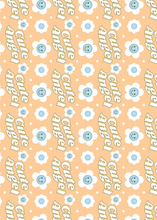 橙色底花卉图案纹理背景