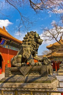 故宫石狮子与古建筑景观