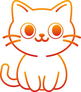 可爱猫咪卡通形象矢量线条图渐变