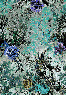 复古花卉图案布料纹理