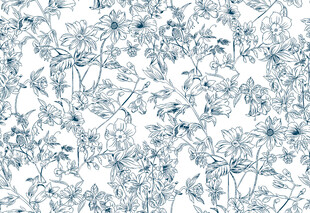 蓝白花卉图案纹理背景