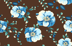 蓝白花卉棕色背景图案 碎花