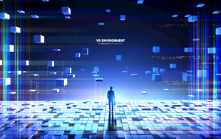 未来感科技空间中的独行者