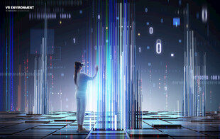 科技少女置身未来光影世界