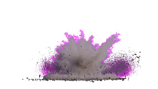 紫色粉末爆炸瞬间效果