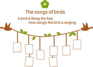 鸟儿之歌树上飞鸟与空白框