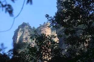 峻峭山峰与繁茂树木