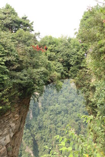 山间悬空栈桥 绿意环绕