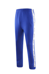 蓝色侧边条纹运动长裤