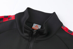 黑色拉链运动上衣领口特写