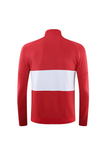 红色拼色长袖上衣