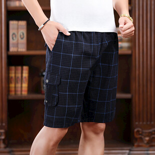 男士格子休闲工装短裤