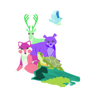 森林动物欢聚图