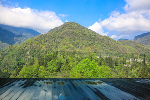 青山绿树间的开阔景致