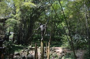 竹林中的雕塑艺术景观