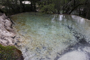 山间清澈见底的幽美水潭