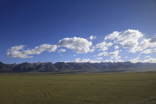 广袤草原与蓝天白云美景