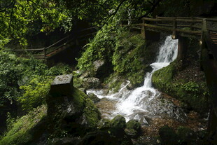 山林间的清幽瀑布景观