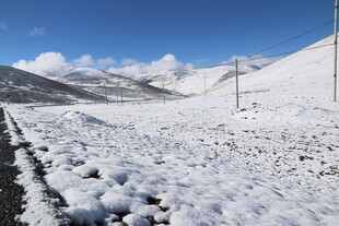 雪山旷野中的蜿蜒道路