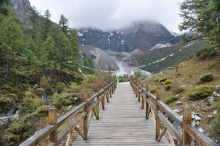 山间木栈道 美景入画来 稻城