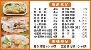 营养早餐菜单展示