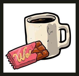 咖啡与巧克力棒的惬意组合