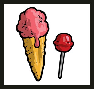 冰淇淋与棒棒糖插画