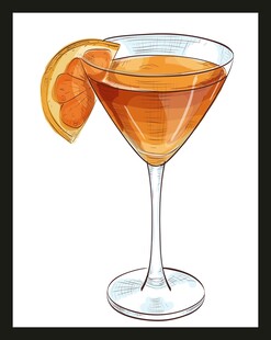 橙片装饰的马天尼鸡尾酒