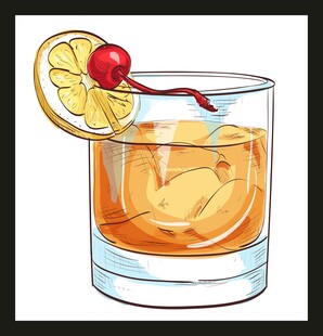 经典威士忌鸡尾酒插画