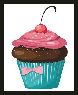 粉色蝴蝶结巧克力纸杯蛋糕