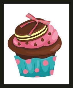 可爱卡通纸杯蛋糕插画