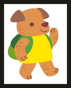 背着书包的可爱小狗