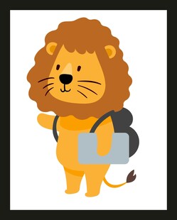 背着书包的可爱小狮子